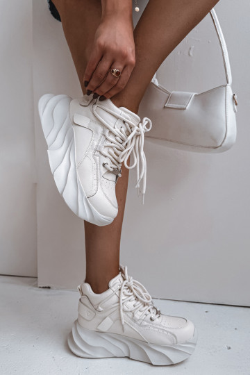 Chaussures modèle baskets Féminin Cuir naturel GOE SS2N4037 Zgaszona Biel