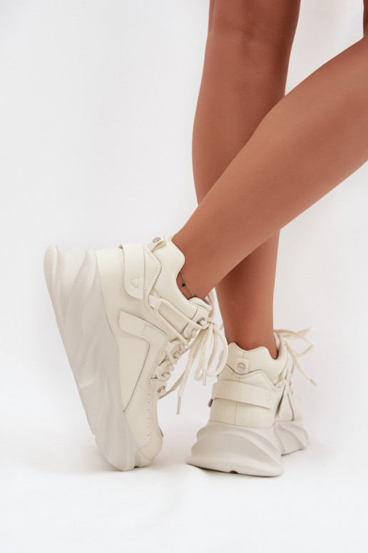 Chaussures modèle baskets Féminin Cuir naturel GOE SS2N4037 Zgaszona Biel