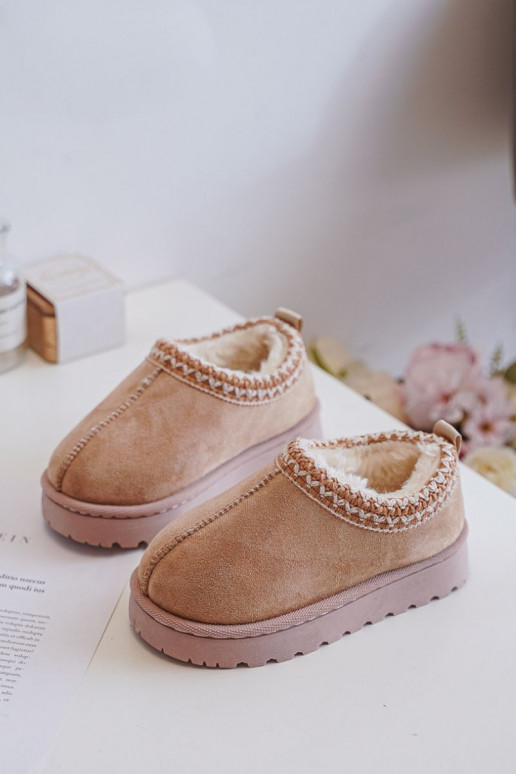 Bottes de neige pour enfants-bottines avec plateforme, isolées en fourrure à l'intérieur, couleur sable Vilabria