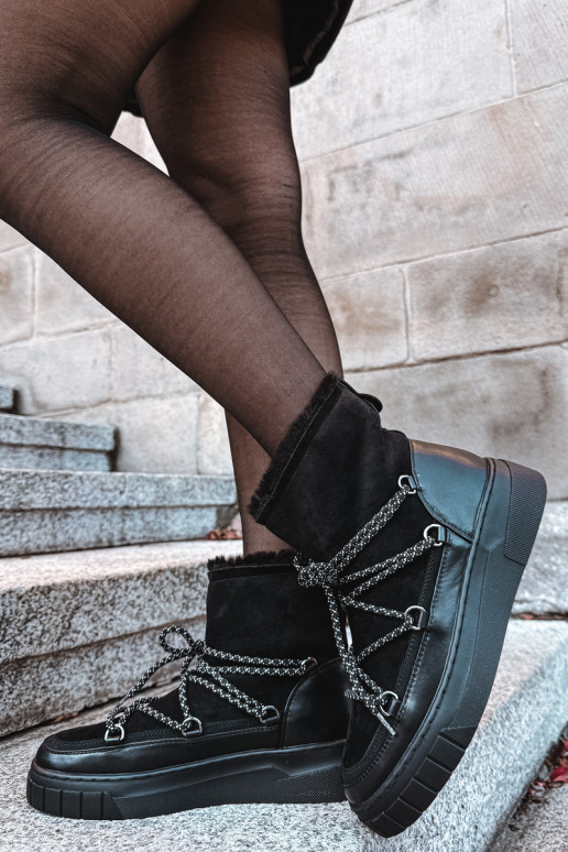 Bottes de neige noires pour femmes avec détails stylés Isalisse