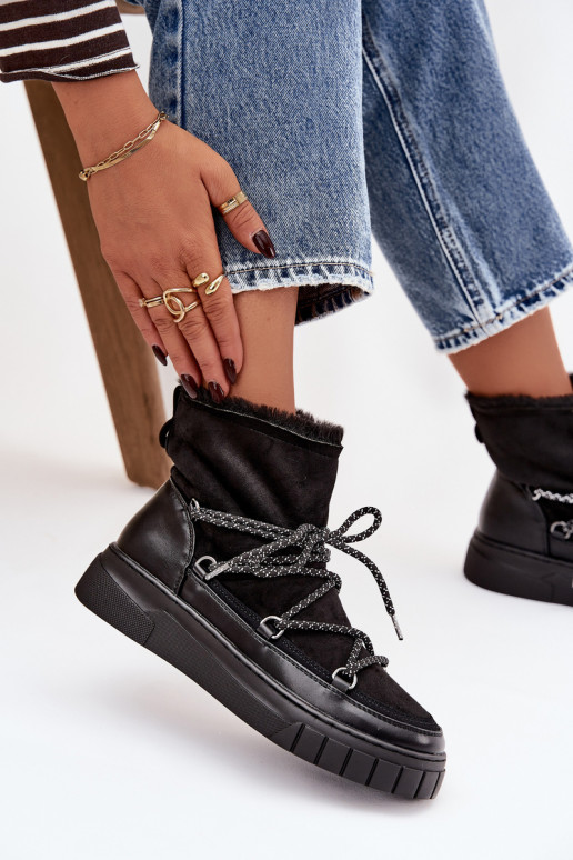 Bottes de neige noires pour femmes avec détails stylés Isalisse