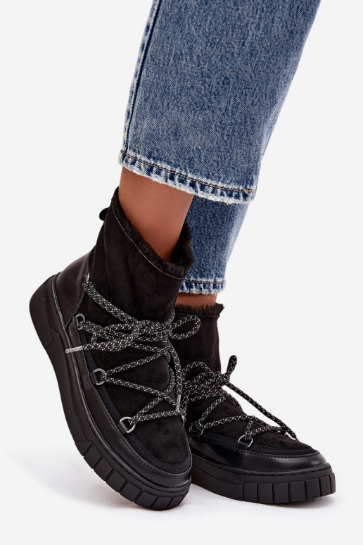 Bottes de neige noires pour femmes avec détails stylés Isalisse