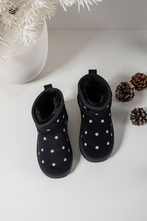 Bottes de neige Puérilavec des motifs florauxuszkami couleur noire Gracina