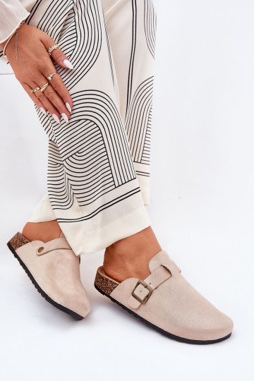 Chaussons femme avec plateforme et boucles, couleur sable Selio