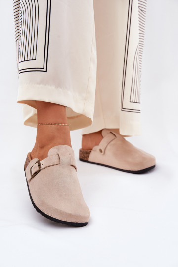 Chaussons femme avec plateforme et boucles, couleur sable Selio 2