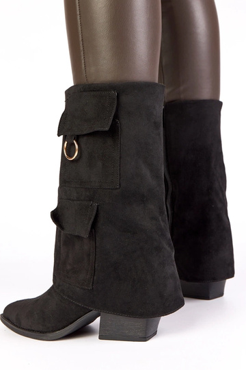 Bottines noires sur talon avec poches Nadiia