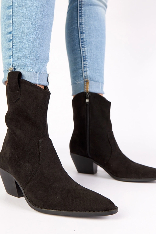 Bottines de cowboy noires sur talon Alka