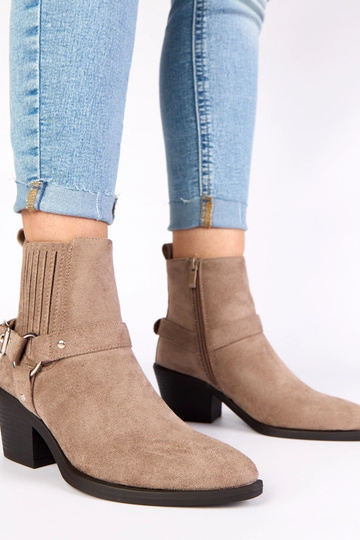 Bottines grises sur talon avec boucles décoratives Ritama