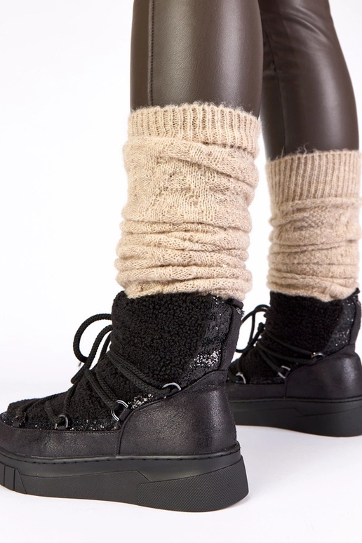 Bottes de neige chaudes noires avec...