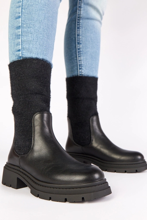 Bottines noires avec élastique et...