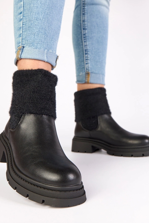 Bottines noires avec élastique et...