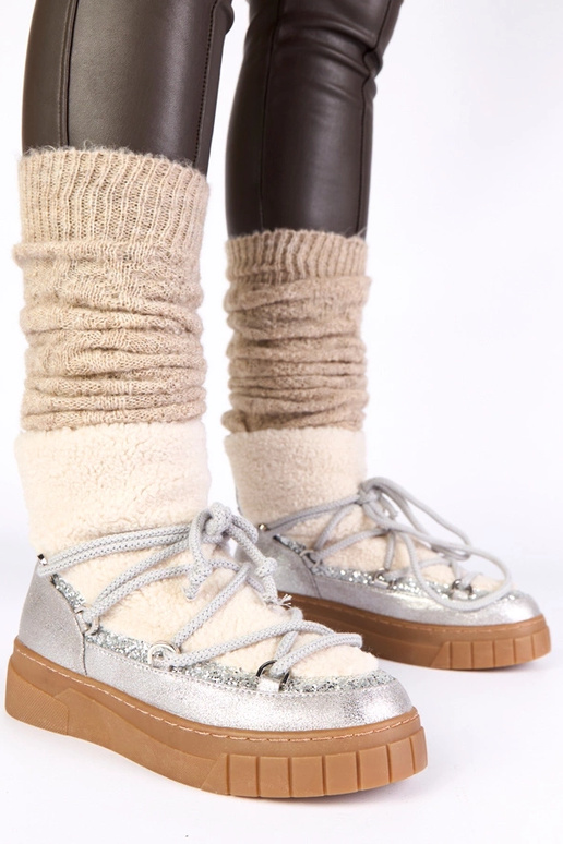 Bottes de neige chaudes argentées...