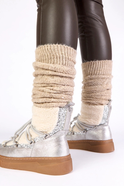Bottes de neige chaudes argentées...