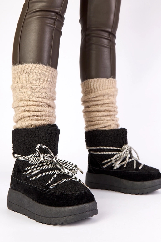 Bottes de neige à lacets noires et...