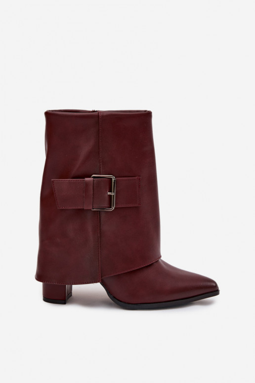 réchauffer Bottes avec des talonsDANSyÀiniętą CholeÀką I avec boucles Bourgogne Ylenara