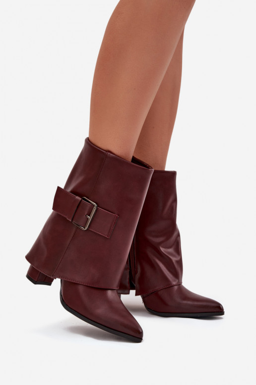réchauffer Bottes avec des talonsDANSyÀiniętą CholeÀką I avec boucles Bourgogne Ylenara