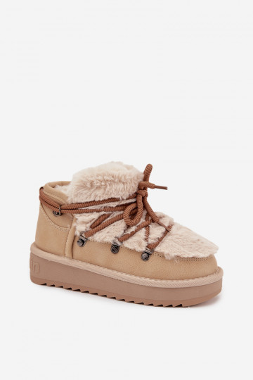 Bottes de neige pour enfants beige avec fourrure D.Franklin DFSH370011