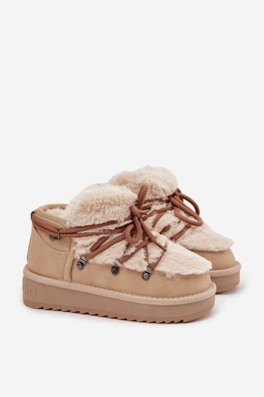 Bottes de neige pour enfants beige avec fourrure D.Franklin DFSH370011