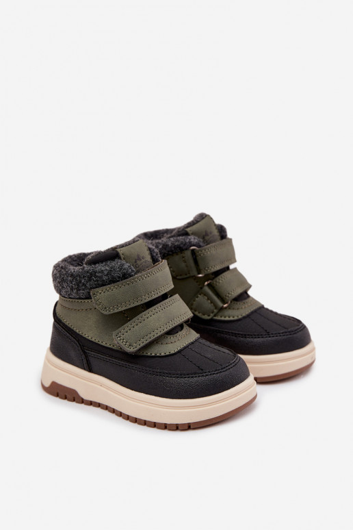 Bottes de neige pour enfants vertes et noires avec fermetures auto-agrippantes Darlene