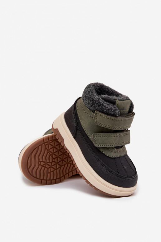 Bottes de neige pour enfants vertes et noires avec fermetures auto-agrippantes Darlene
