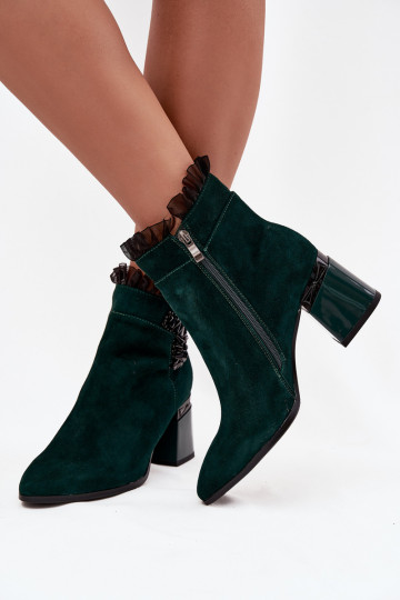 Bottines pour femmes en faux daim avec ornements D&A MR52-127 couleur vert bouteille 2