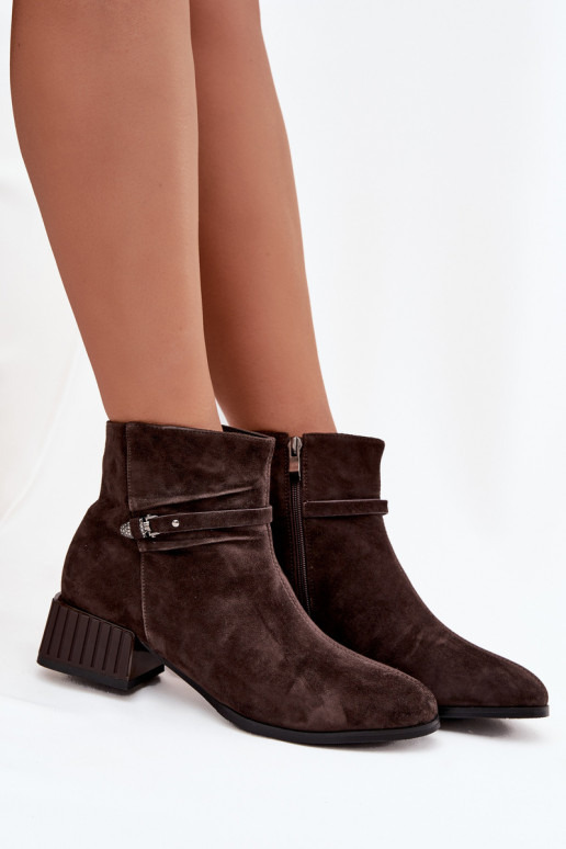 Bottines en simili daim pour femmes chaudes Klocke D&A CR52-651 chocolat