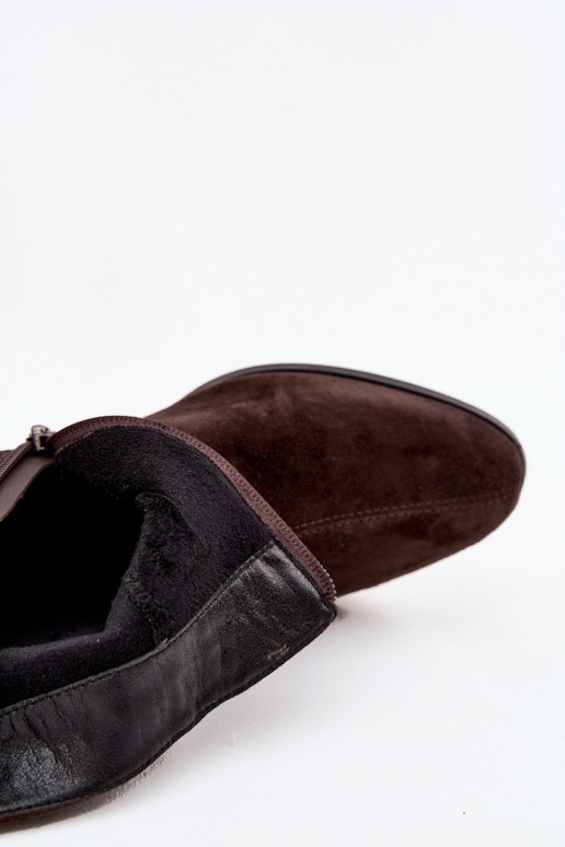 Bottines en simili daim pour femmes chaudes Klocke D&A CR52-651 chocolat