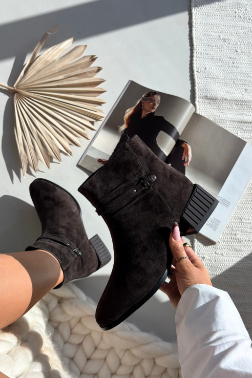 Bottines en simili daim pour femmes chaudes Klocke D&A CR52-651 chocolat