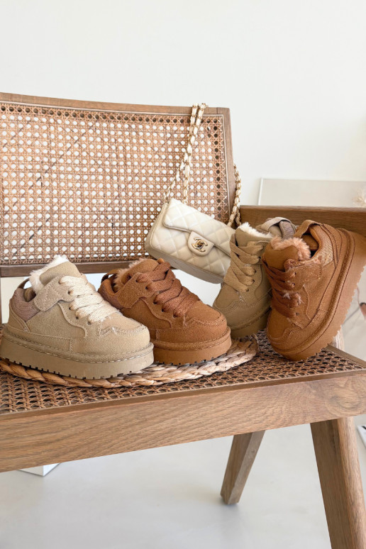 Baskets chaudes pour enfants en brun avec fourrure intérieure Mireen