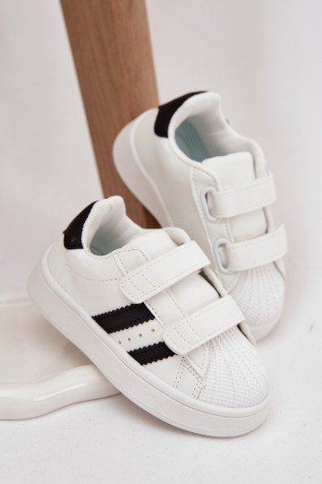 Baskets enfants modèle Sneakers en simili cuir, couleur blanche, Renel