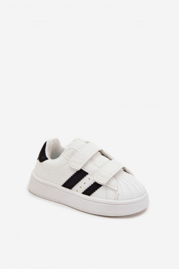 Baskets enfants modèle Sneakers en simili cuir, couleur blanche, Renel 2
