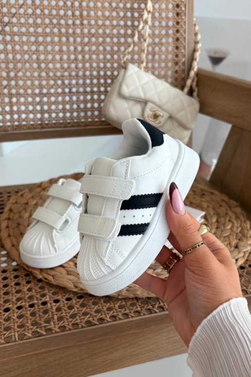Baskets enfants modèle Sneakers en simili cuir, couleur blanche, Renel