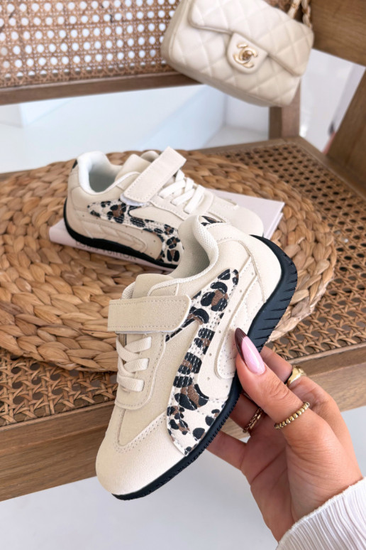 Baskets pour enfants avec fermeture auto-agrippante en sable à motifs Perrin