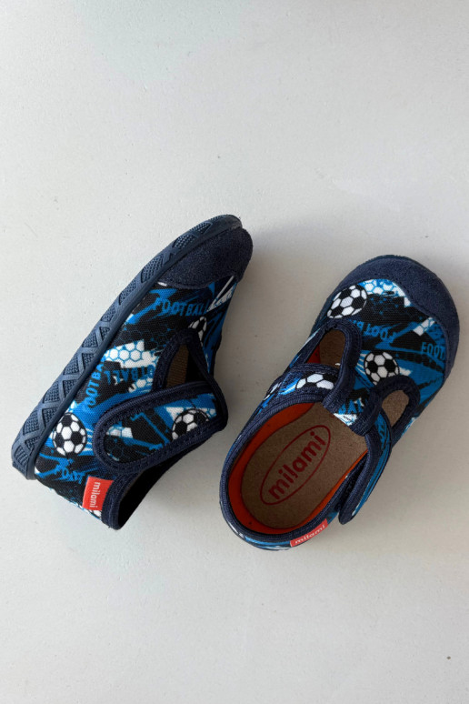 Chaussons enfants Milami avec fermetures adhésives Balls bleu foncé Jasimrra