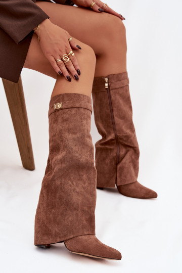 bottes en daim écologiqueoÀe Obcas Słupek Au Château réchauffer DANSyÀinięta CholeÀka beige Evyra