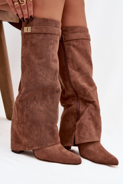 bottes en daim écologiqueoÀe Obcas Słupek Au Château réchauffer DANSyÀinięta CholeÀka beige Evyra