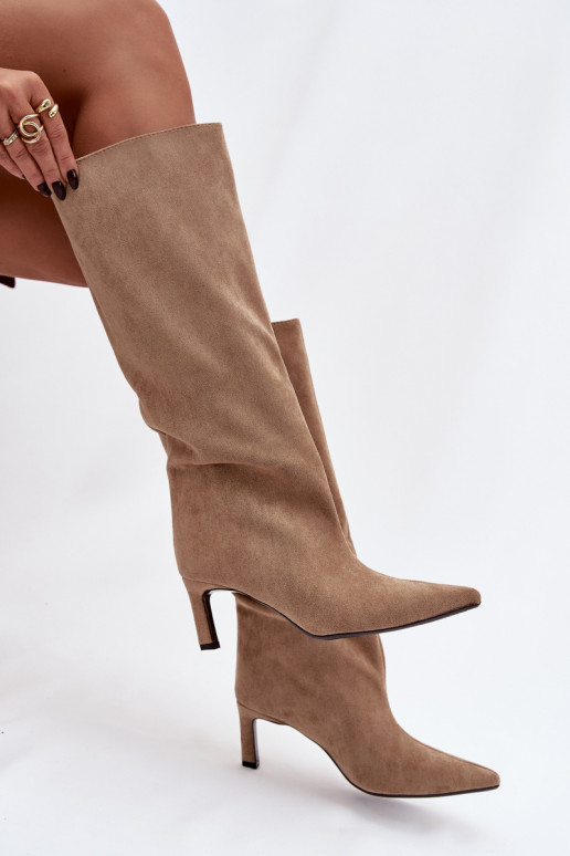 bottes pour femmesen daim écologiqueu Un modèle convaincant avec des talons fins beige Phelin