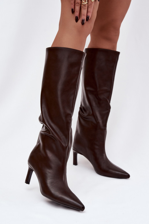 bottes pour femmes Un modèle convaincant avec des talons fins Avec couture CzekoladoÀe Olyvia