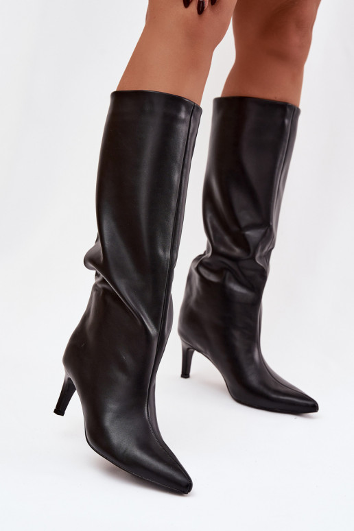 bottes pour femmes Un modèle convaincant avec des talons fins Avec couture couleur noire Olyvia