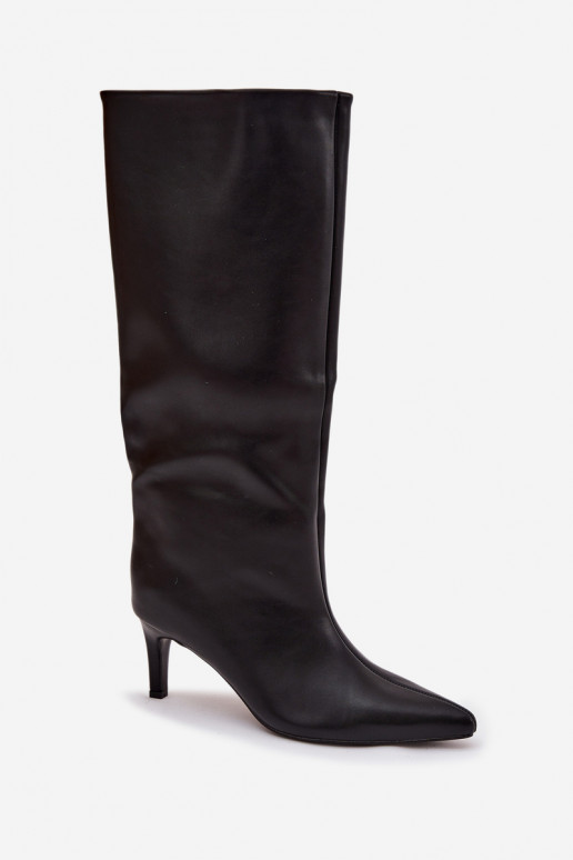 bottes pour femmes Un modèle convaincant avec des talons fins Avec couture couleur noire Olyvia