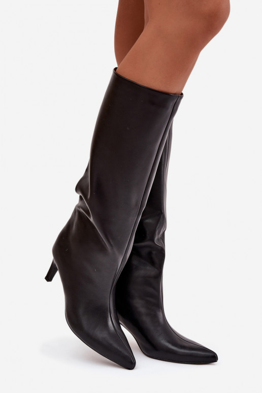 bottes pour femmes Un modèle convaincant avec des talons fins Avec couture couleur noire Olyvia