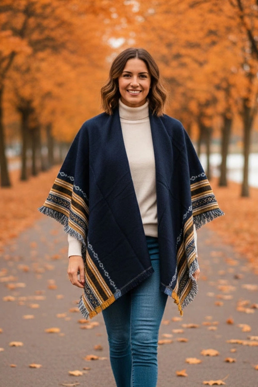 Écharpe bleu foncé avec décoration Rio