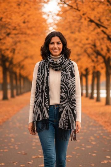 Écharpe noir et blanc avec...