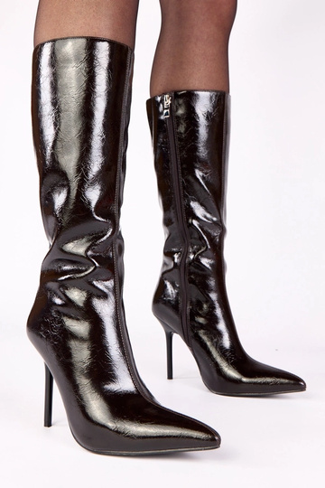 Bottines vernies marron à talon haut Kiara
