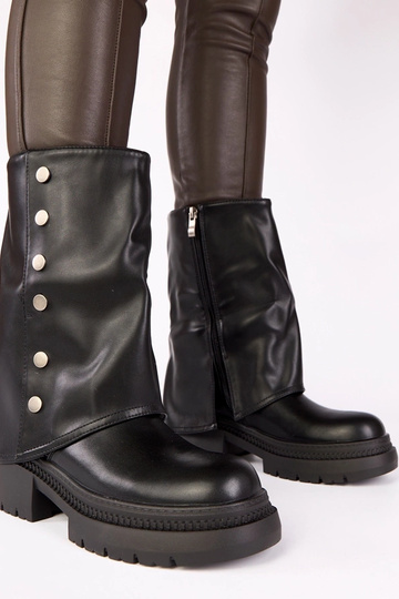 Bottines noires avec tige repliée sur plateforme Carla
