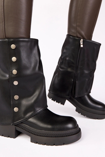 Bottines noires avec tige repliée sur plateforme Carla 2