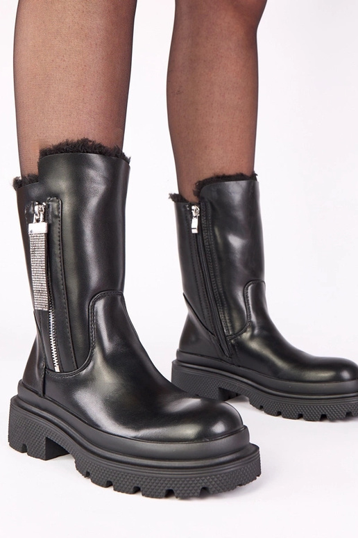 Bottines noires sur plateforme avec...