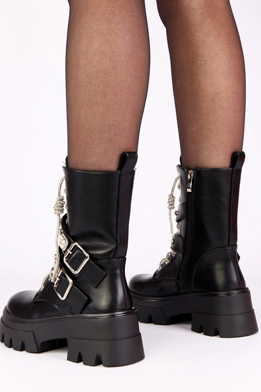 Bottines noires à plateforme avec...