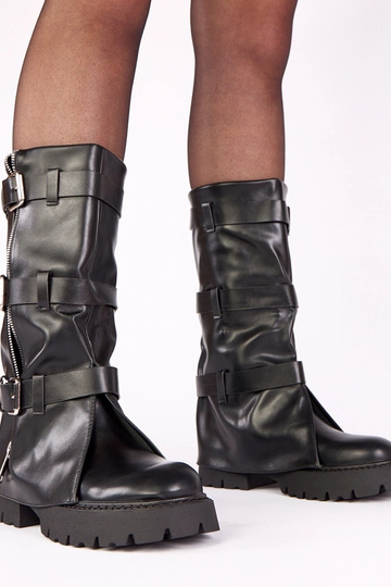 Bottines noires à plateforme avec tige repliée Colina