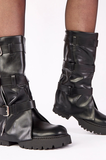 Bottines noires à plateforme avec tige repliée Colina 2